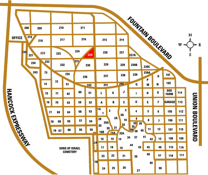 Map of Evergreen Cemetery
