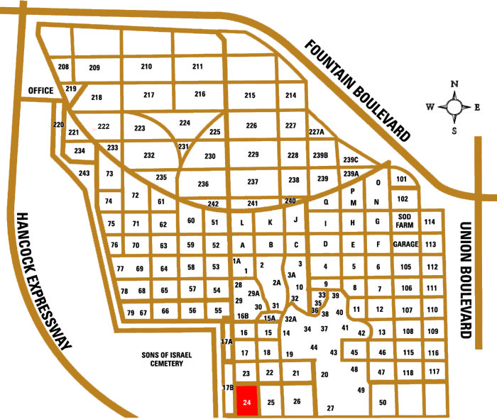 Map of Evergreen Cemetery