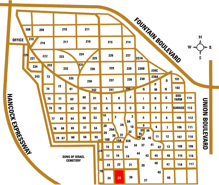 Map of Evergreen Cemetery