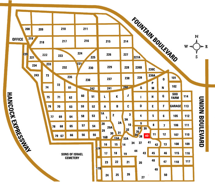 Map of Evergreen Cemetery