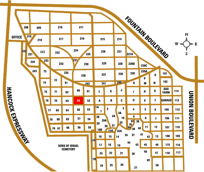 Map of Evergreen Cemetery