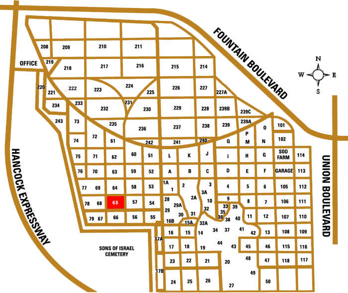 Map of Evergreen Cemetery