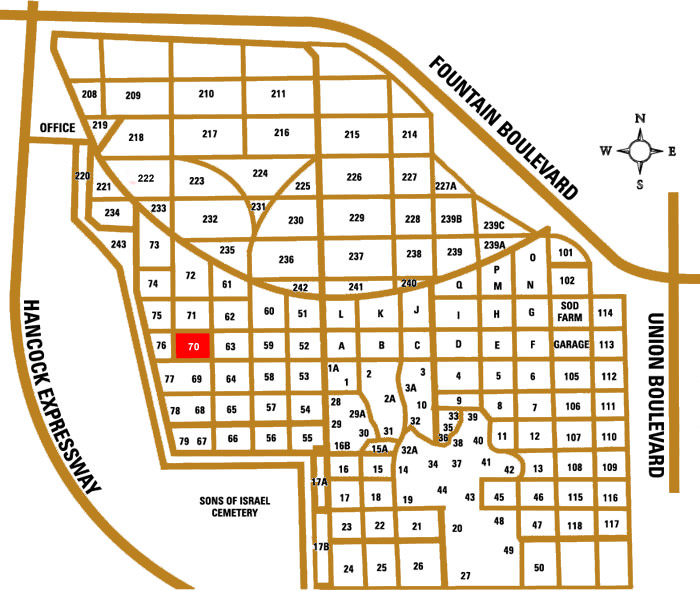 Map of Evergreen Cemetery