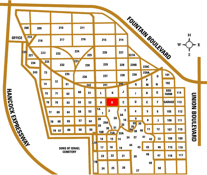 Map of Evergreen Cemetery