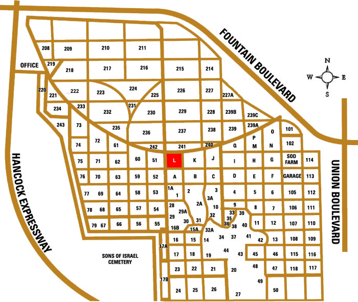 Map of Evergreen Cemetery