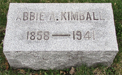Headstone of Abbie A. Kimball (n&eacute;e Moore) 1858 - 1941