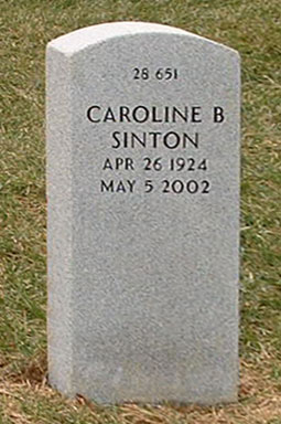 Headstone of Caroline Sinton (n&eacute;e Betz) 1924 - 2002