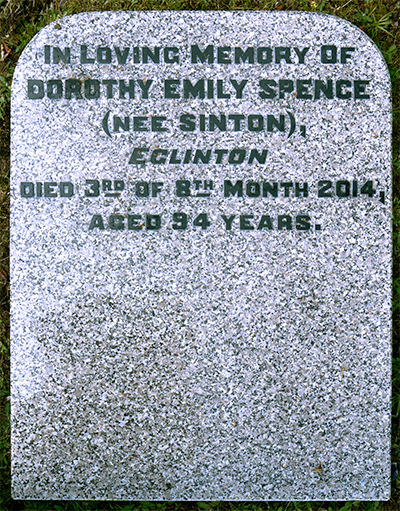 Headstone of Dorothy Emily Spence (n&eacute;e Sinton) 1920 - 2014
