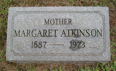 Headstone of Margaret Ann Atkinson (n&eacute;e Murphy) 1887 - 1973