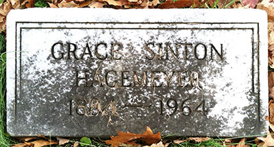 Headstone of Grace Hagemeyer (n&eacute;e Sinton) 1884 - 1964