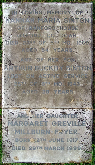 Headstone of Hannah Maria Sinton (n&eacute;e Woods) 1884 - 1968