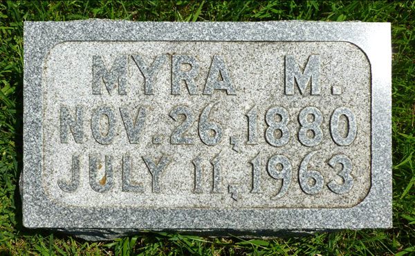 Headstone of Myra M. Willett (n�e Nourse) 1880-1963