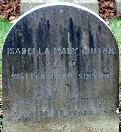 Headstone of Isabella Mary Sinton (n&eacute;e Pringle) 1861- 1943
