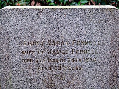 Headstone of Jemima Sarah Fennell (n&eacute;e Wakefield) 1836 - 1896