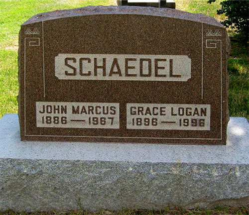 Headstone of Grace Sinton Schaedel (n&eacute;e Logan) 1896 - 1996