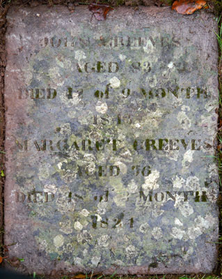 Headstone of Margaret Greeves (n&eacute;e Sinton) 1767 - 1824
