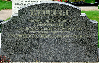 Headstone of Alice Ann Walker (n&eacute;e  McGuigan) 1845 - 1920