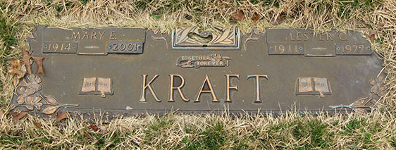 Headstone of Mary E. Kraft (n&eacute;e Hellenthal) 1914 - 2001