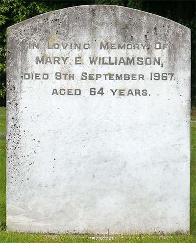 Headstone of Mary Elizabeth Williamson(n&eacute;e Turkington) 1902 - 1967