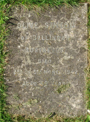 Headstone of Olive Sinton (n&eacute;e Pringle) 1875 - 1942