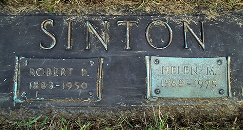 Headstone of Helen May Sinton (n&eacute;e Froeschle) 1888 - 1975