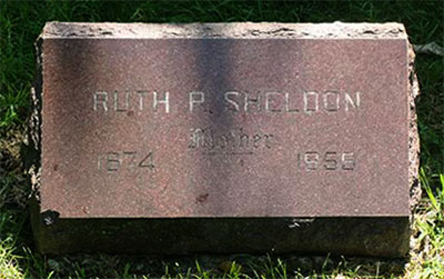 Headstone of Ruth V. Sheldon (n&eacute;e Patterson) 1874 - 1959